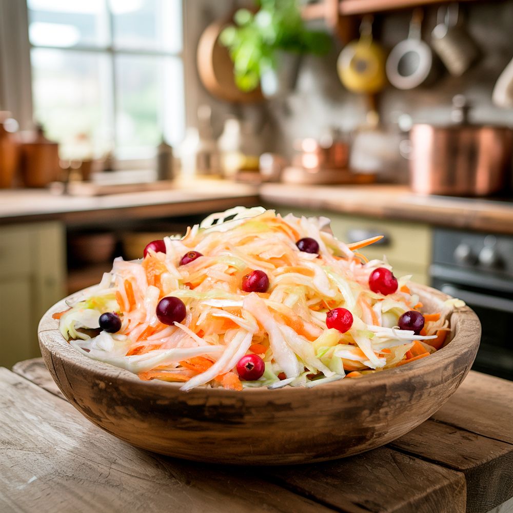 Рецепт квашеной капусты с яблоками и клюквой